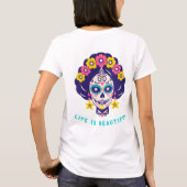 人生は美しい 花のスカルガール Tシャツ (裏面)