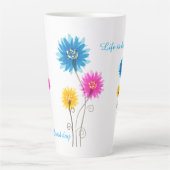 人生は美しく日賛美花を持つ カフェラテマグ (正面)