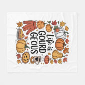 人生は美食秋 フリースブランケット (正面(横))