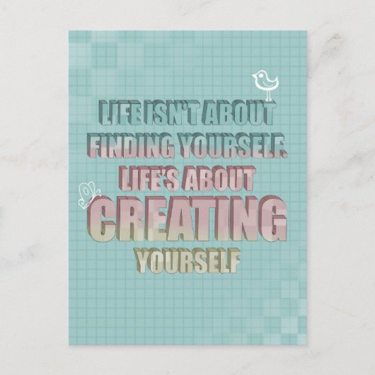 人生は自分自身を見つけることではない引用文 ポストカード (正面)