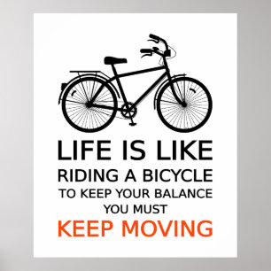 人生は自転車に乗る文字デザインようなものだ ポスター