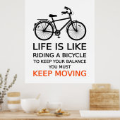 人生は自転車に乗る文字デザインようなものだ ポスター (キッチン)
