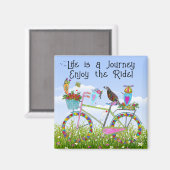 人生は自転車楽しむと鳥の旅だ マグネット (正面/裏面)