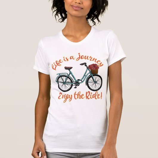 人生は自転車楽しむに乗る旅だ Tシャツ (正面)