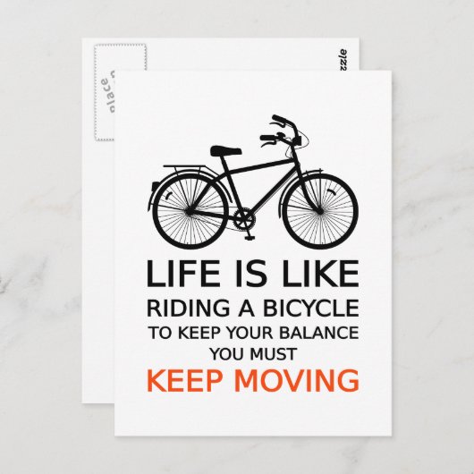 人生は自転車、ワードアート、文字に乗るようなものだ ポストカード (正面/裏面)