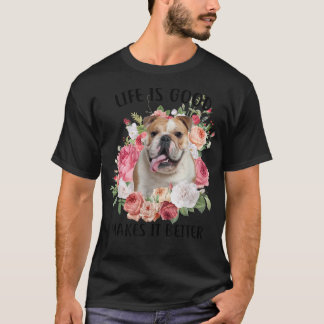 人生は良いが犬は英語のバルを良くする Tシャツ
