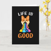 人生は良いコギの贈り物 カード (黄色い花)