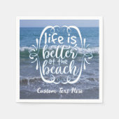 人生は良いビーチ引用文海 パーソナライズされた スタンダードカクテルナプキン (正面)