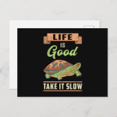 人生は良い取るスローな亀の恋人海ギフト ポストカード (正面/裏面)