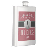 人生は良い引用文ゴルフのモノグラムクリムゾンレッド フラスク (右)