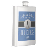 人生は良い引用文ゴルファーのモノグラム王室のブルー フラスク (右)