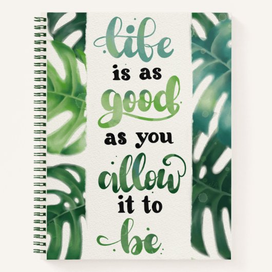 人生は良い水の色ジャングルの感動的引用文 ノートブック (正面)