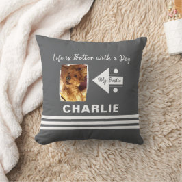 人生は良い犬を追加した写真名グレー白 クッション