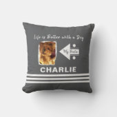 人生は良い犬を追加した写真名グレー白 クッション (正面)