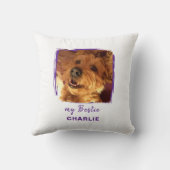 人生は良い犬2写真名ホワイトパープル クッション (裏面)