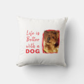人生は良い犬2写真名ホワイトレッド クッション (正面)
