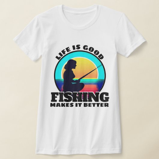 人生は良い釣りTシャツ Tシャツ (レイダウン)