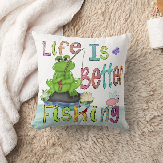 人生は良い魚釣り枕 クッション (ブランケット)