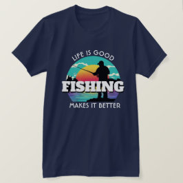 人生は良い魚釣り Tシャツ