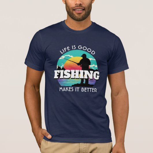 人生は良い魚釣り Tシャツ (正面)
