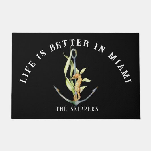 人生は良い、いかりとSEAHORSE Doormat ドアマット (正面)