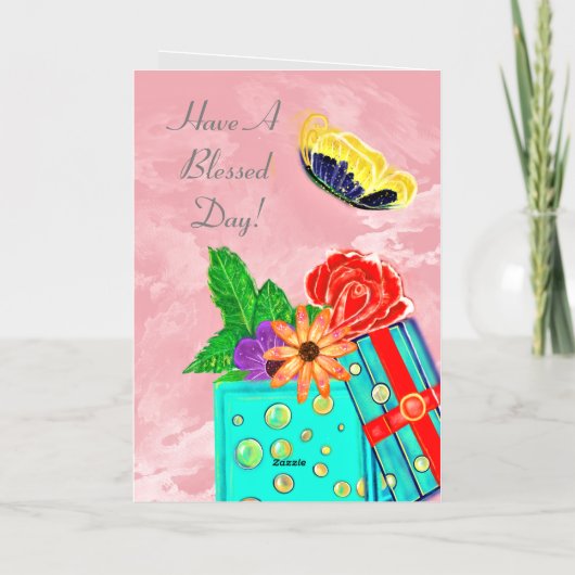 人生は贈り物ハッピーバースデー 箔グリーティングカード (裏面)