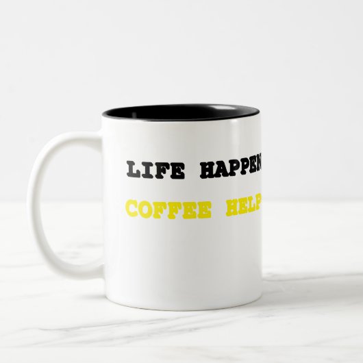 人生は起こるもの。コーヒーが助けてくれる。 coffee mu ツートーンマグカップ (左)