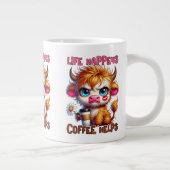 人生は起こるもの コーヒーは助けてくれる ジャンボコーヒーマグカップ (右)