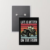 人生は農場で良い – 農業愛好家 缶バッジ (正面/裏面)