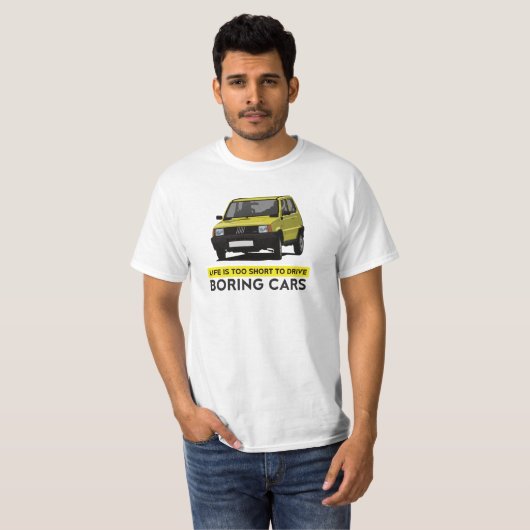 人生は退屈な車を運転するには短すぎる、パンダ Tシャツ (正面フル)