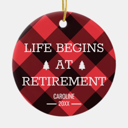 人生は退職金から始パーソナライズされたまる セラミックオーナメント (正面)