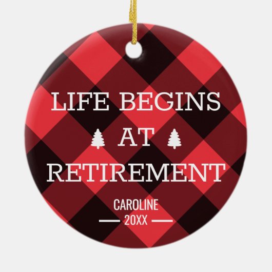 人生は退職金から始パーソナライズされたまる セラミックオーナメント (裏面)
