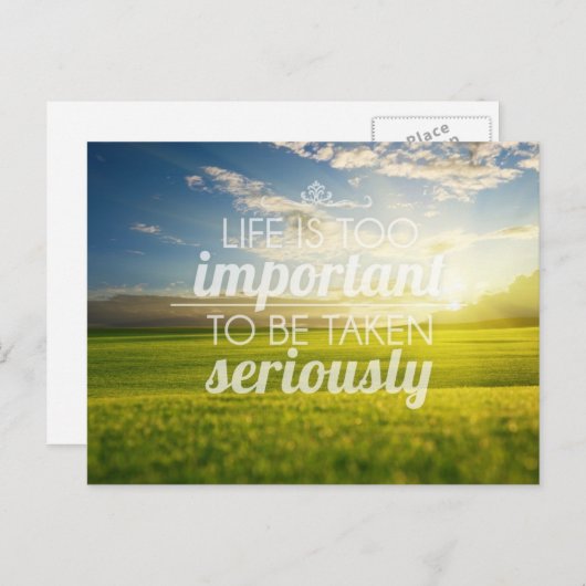 人生は重要すぎる |やる気を起こさせる引用文 ポストカード (正面/裏面)