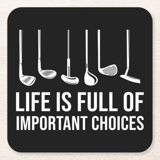 人生は重要な選択でいっぱいだゴルフクリスマス スクエアペーパーコースター (正面)