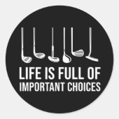 人生は重要な選択でいっぱいだゴルフクリスマス ラウンドシール (正面)