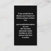 人生は重要な選択に満ちているクリスチャン 名刺 (裏面)