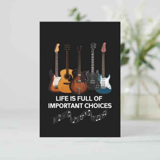人生は重要な選択肢でいっぱいだギター愛好家 サンキューカード (スタンド正面)