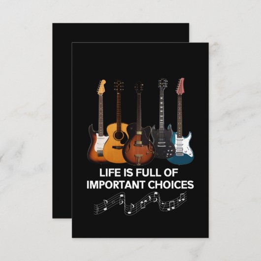 人生は重要な選択肢でいっぱいだギター愛好家 サンキューカード (正面/裏面)