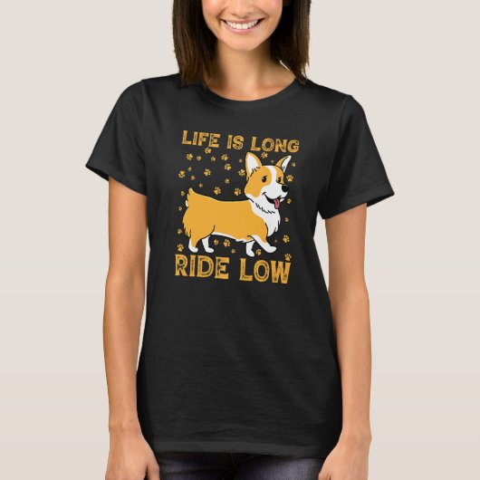 人生は長く乗って低コルギ Tシャツ (正面)