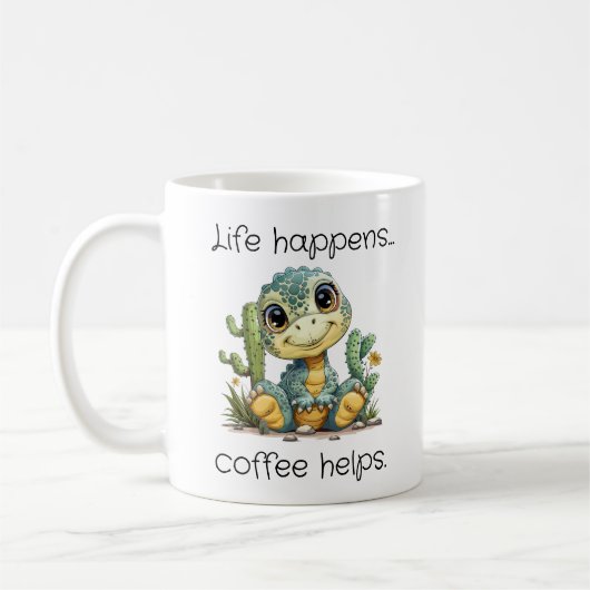 人生は面白く起こる 恐竜 コーヒーマグカップ (左)