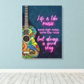 人生は音楽のようなもので、常に良い歌である キャンバスプリント (インサイチュ (ウッドフロア))