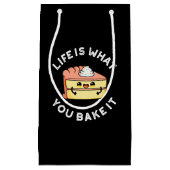 人生は食べ物パンおもしろいダークBG スモールペーパーバッグ (正面)