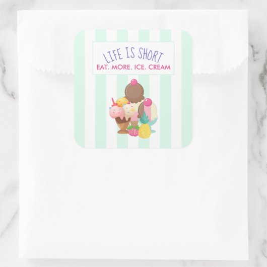 人生は食べ短い スクエアシール (バッグ)