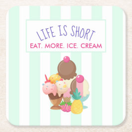 人生は食べ短い スクエアペーパーコースター