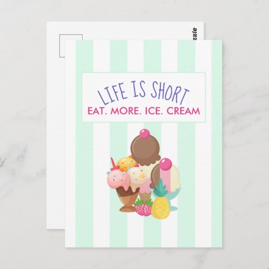 人生は食べ短い ポストカード (正面/裏面)
