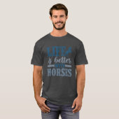 人生は馬と良い可愛い馬好き おもしろい Tシャツ (正面フル)