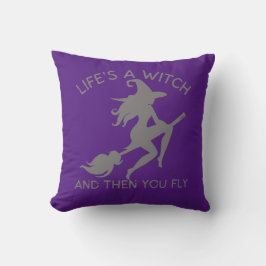 人生は魔女で、それから面白いハロウィーンを飛ぶ クッション