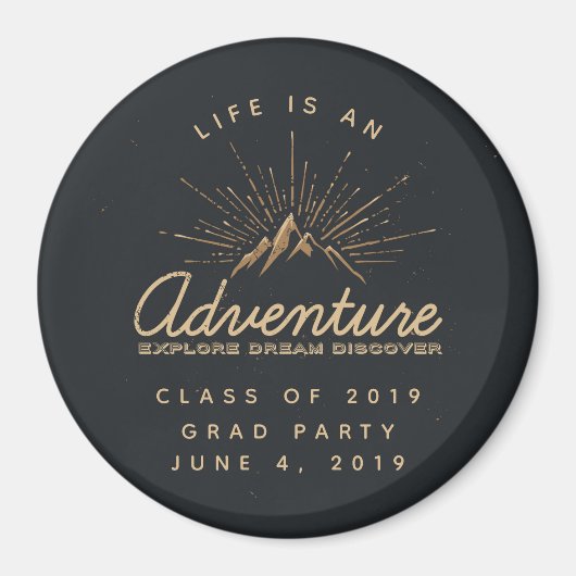 人生は黄金の太陽光線が降り注ぐ冒険の山 マグネット (正面)