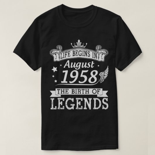 人生は1958年に威厳がある始まる伝説の誕生62 Tシャツ (デザイン正面)