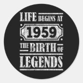 人生は1959年に始まる伝説の誕生62誕生日 ラウンドシール (正面)